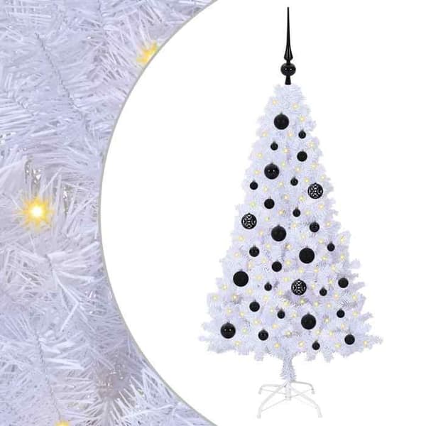 Kunstig juletræ - EKSKLUSIV HUS - Hvid 120 cm - PVC og stål - LED USB 8 tilstande Vit
