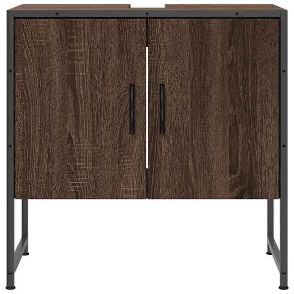 Maison Exclusive - Badeværelsesskab med vask, brunt egetræ 60x33x60 cm