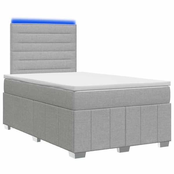 Maison Exclusive - Boxspring säng med LED och madrass Grå ljus 120 x 190 cm Tyg Ljusgrått