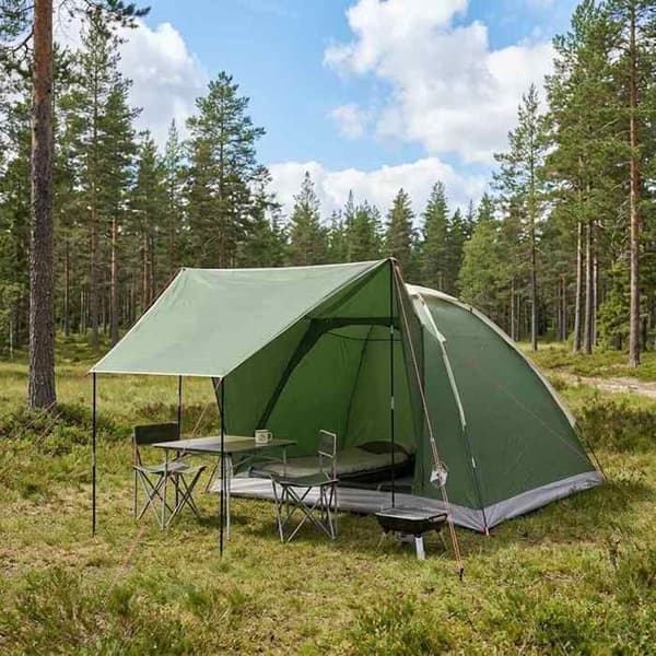 Maison Exclusive - Campingtelt til 4 personer Grøn Polyester og Stål
