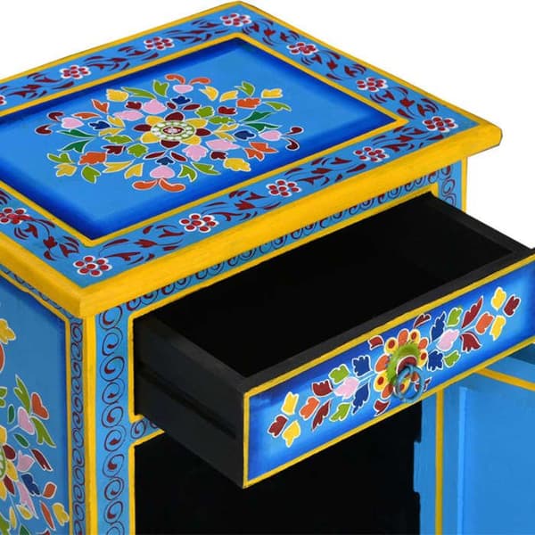 Maison Exclusive - Sengebord Mango Træ Turkis Håndmalet Turkos