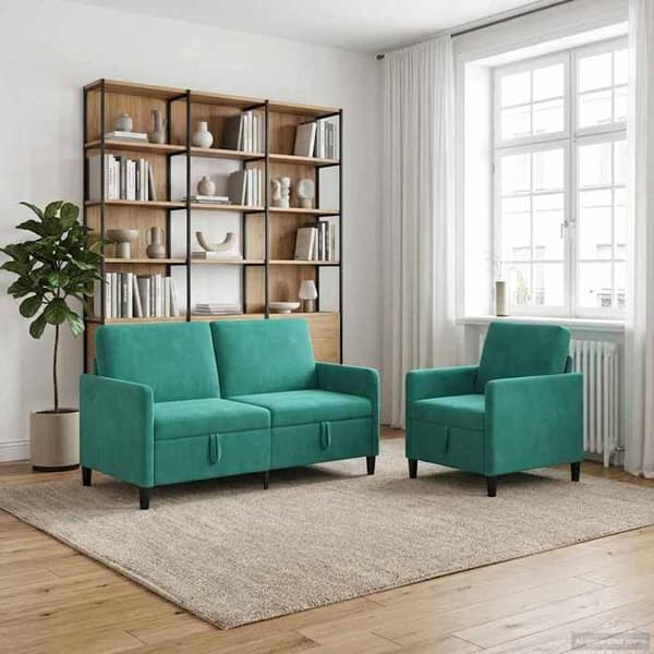 Maison Exclusive - Sohva säilytyksellä 2 kpl Turkoosi Polyesteri