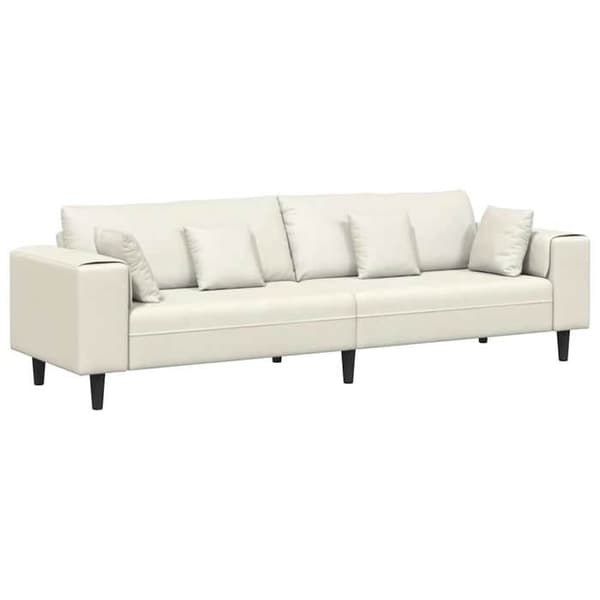 Soffa - EXKLUSIVT HUS - 250x77x76 cm - Krämfärgad sammet - Fjäderkudde - Solid plywood Grädde