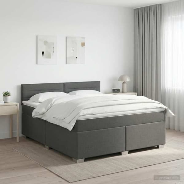 Maison Exclusive - Boxspring säng med madrass Mörkgrå 160 x 200 cm Tyg Mörkgrå
