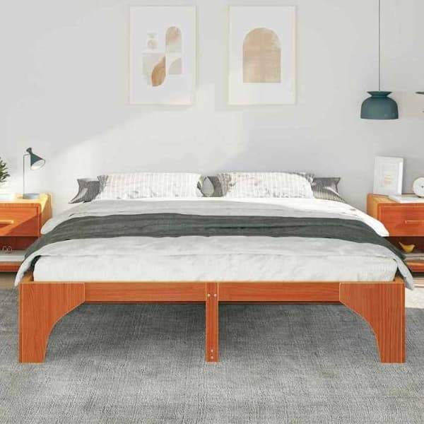 Maison Exclusive - Sängram Brun 200 x 200 cm Massivt trä