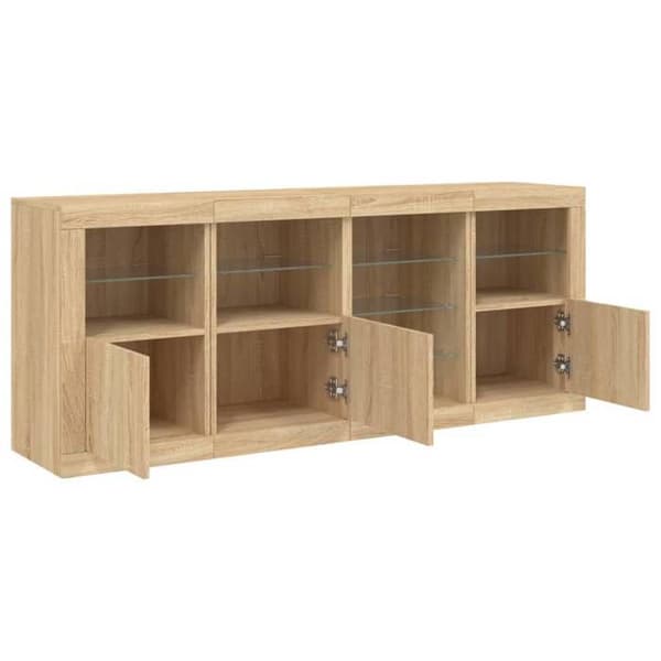 Maison Exclusive - Buffet med LED-lys egetræ sonoma 164x37x67 cm
