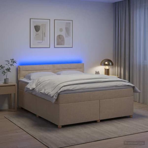 Maison Exclusive - Boxspring säng med madrass Crème 140 x 190 cm Tyg