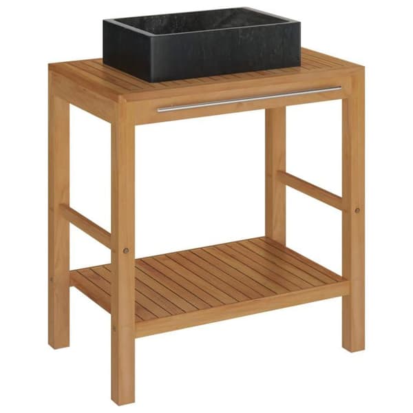 Maison Exclusive - Solid teak badeværelsesskab med sort marmor vask Noir (marmorhandfat)