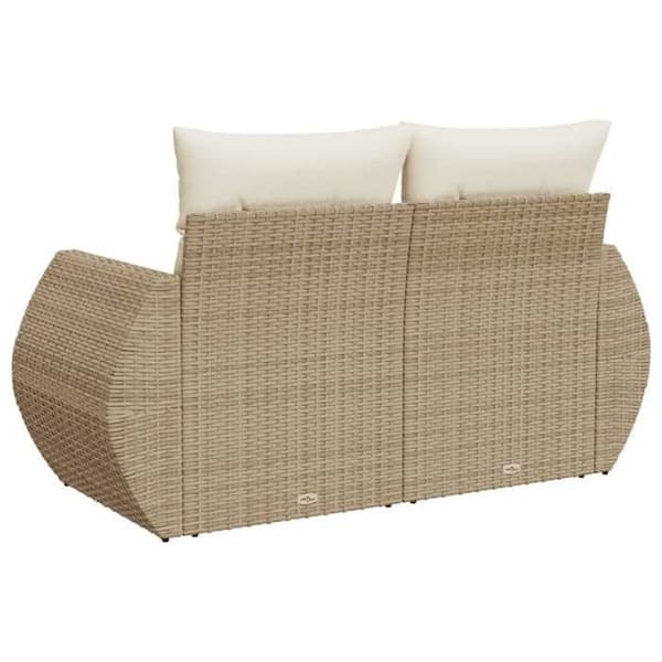 Maison Exclusive - Trädgårdsoffa med kuddar 2 platser beige flätad resin