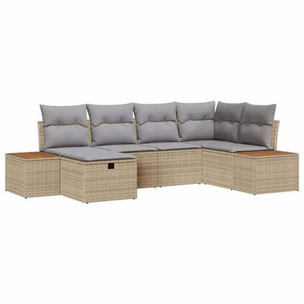 Maison Exclusive - 6 osan beige polyrottinkinen puutarhakalustesetti