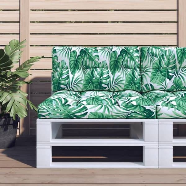 Pallkudde - EXKLUSIV HEM - bladmotiv - Grön - 2-pack - UV-beständig polyester