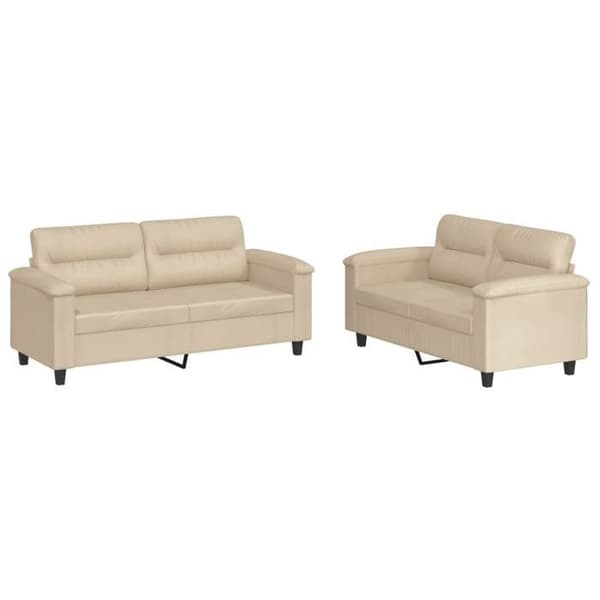 Maison Exclusive - Sæt af 2 sofaer med cremefarvede puder i mikrofiberstof