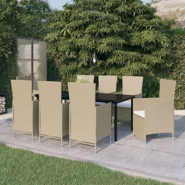 Maison Exclusive - Puutarhakalusteryhmä tyynyillä 9 kpl Beige