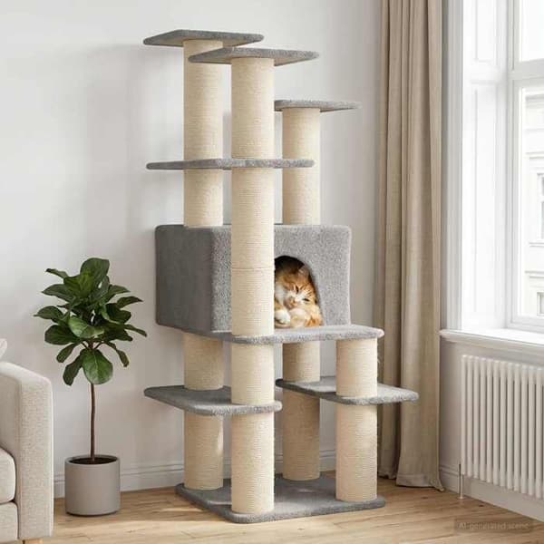 Maison Exclusive - Kattträd med sisal klöspålar Ljusgrå 161 cm