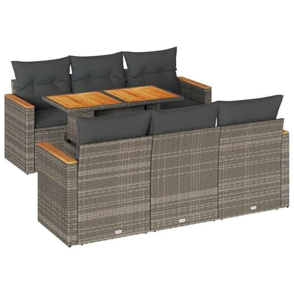 Maison Exclusive - Trädgårdsmöbler med kuddar 7 delar grå flätad resin akacia