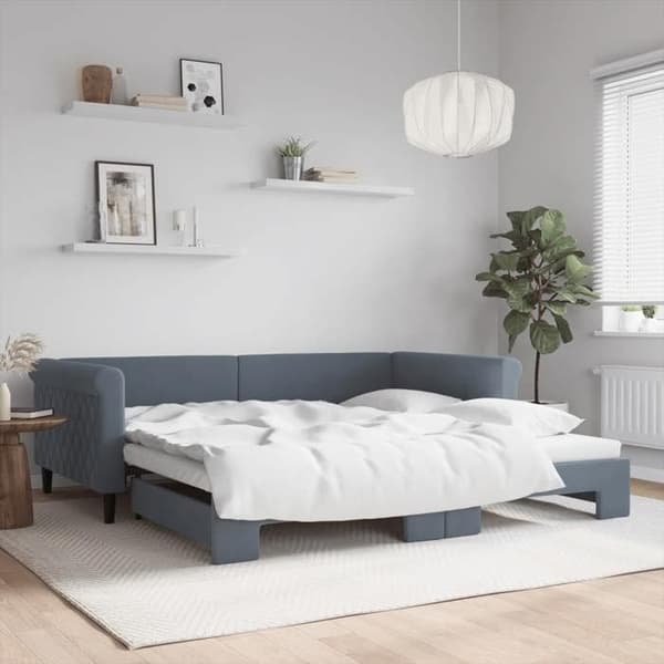 Sofa - EKSKLUSIV HUS - Sofa med udtræk - 100 x 200 cm - Mørkegrå velour - Lamelseng Mörkgrå