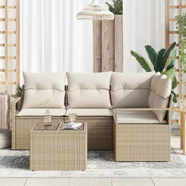 Havemøbler - MAISON EXCLUSIVE - Modulerbart sæt - Poly rattan - Puder inkluderet - Velegnet til udendørs brug