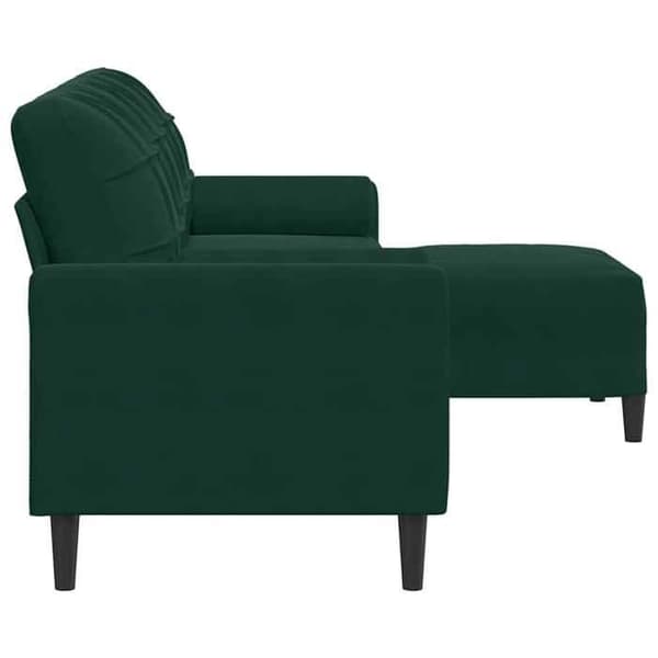 Sofa - EKSKLUSIV HUS - 3 pladser - mørkegrønt velour - 210 cm - inkl. puf Mörkgrön
