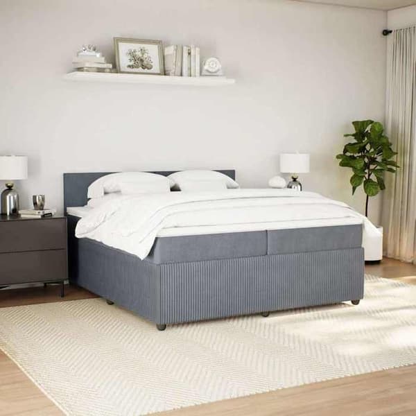 Maison Exclusive - Sänkylaatikko ja harmaa samettimatrassi 200x200cm