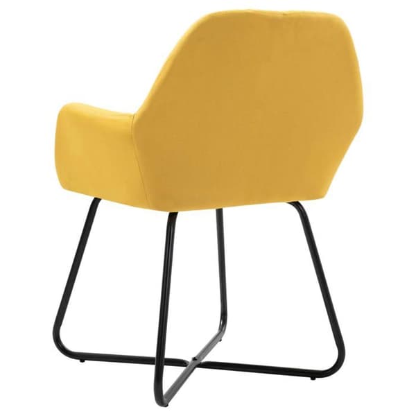 Matstol - Exklusivt Hem - Set om 6 - Gul polyester tyg - Pulverlackerade metallben Gul