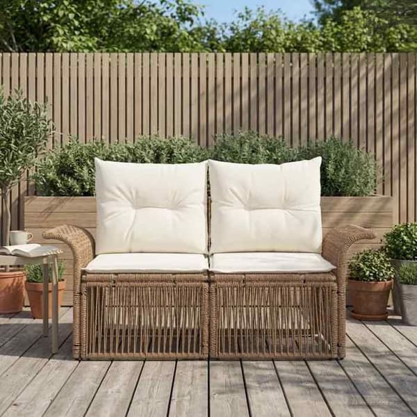 Havemøbel - EKSKLUSIVT HUS - Modulerbart - Beige - Poly rattan & stål - 2 pladser beige