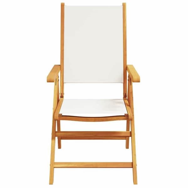 Maison Exclusive - Fällbara lutande fåtöljer 4 delar, vit krämtyg och massivt trä Vit grädde