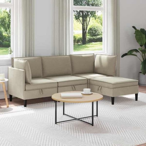 Maison Exclusive - Sæt af møbler til stuen 4 pc Sand Stof