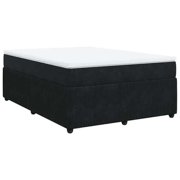 Maison Exclusive - Sengebund med lameller og madras Sort 140x190 cm Velour