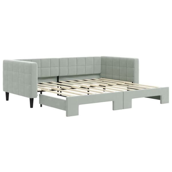 Maison Exclusive - Dagbädd med utdragssäng ljusgrå 90x190 cm sammet