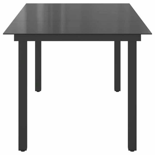 Havemøbel - EKSKLUSIV HUS - 190x90x74 cm - Aluminium - Glasbordplade - Sort Svart