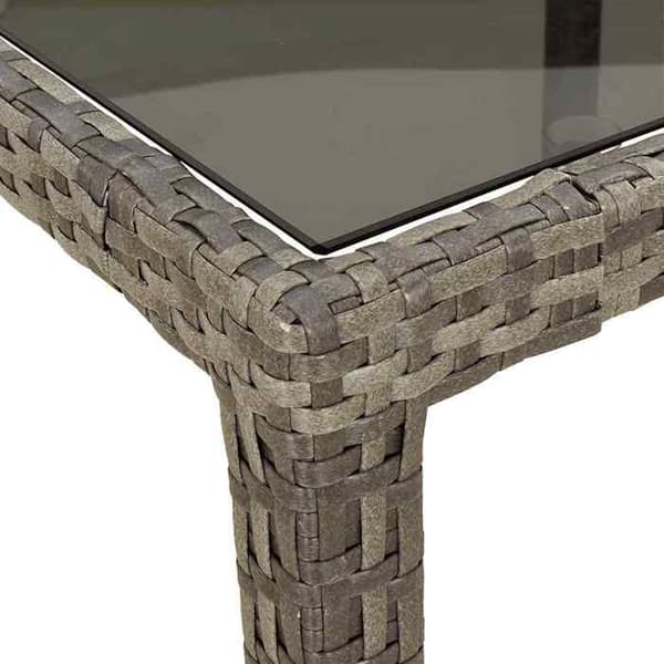 Maison Exclusive - Puutarhapöytä 150x90x75 cm Karkaistu lasi ja polyrottinki Harmaa