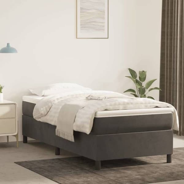 Maison Exclusive - Sängram med lameller mörkgrå 90x200 cm sammet mörkgrå