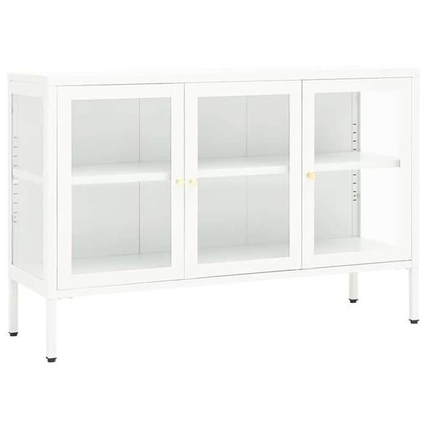 Maison Exclusive - Buffet Hvid 105x35x70 cm Stål og glas