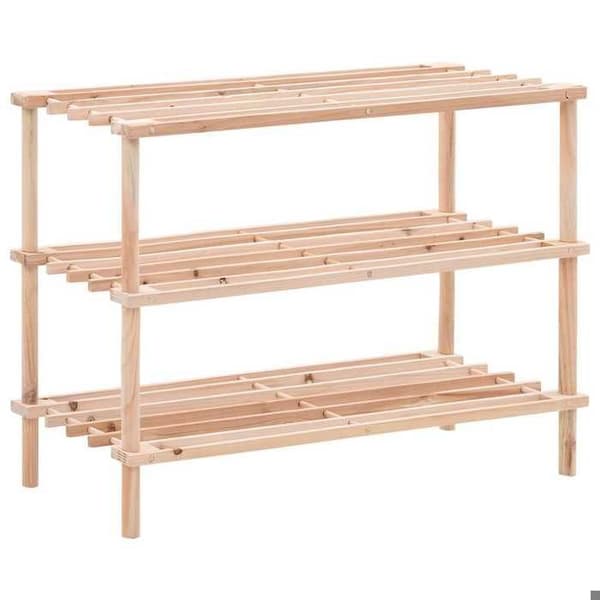 Maison Exclusive - Skohängare med 3 hyllor i solid granträ