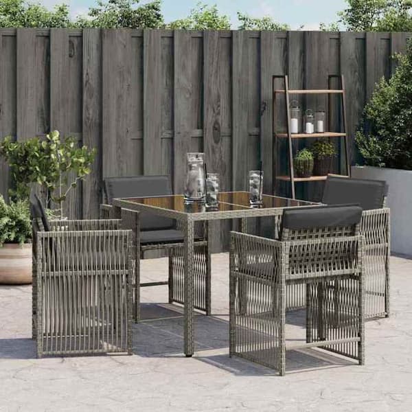 Maison Exclusive - Trädgårdsstolar med kuddar, set om 4, grå flätad resin Grå