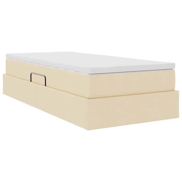 Maison Exclusive - Säng med förvaring och madrass Creme 100 x 200 cm Polyester