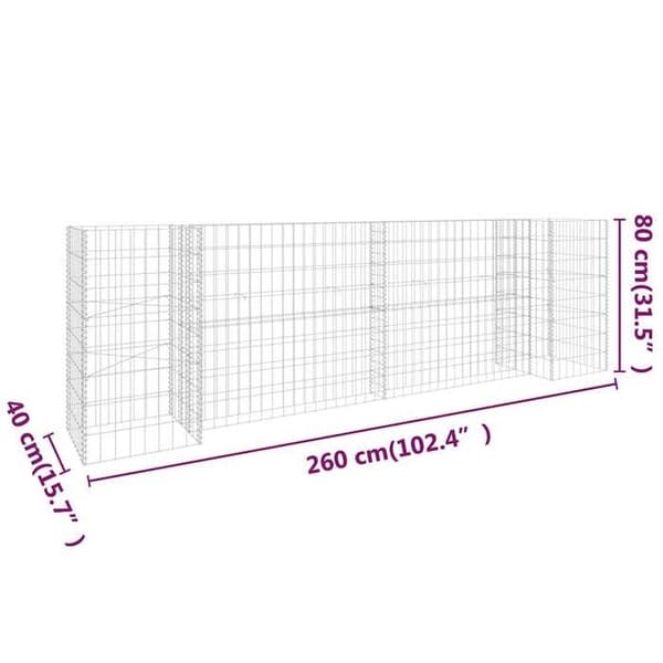 Maison Exclusive - Gabionplanter i H Ståltråd 260x40x80 cm silver-