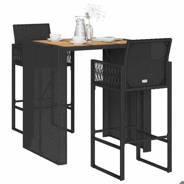 Havemøbel sæt - MAISON EXCLUSIVE - Uden puder - Sort - Holdbart poly rattan - Stålramme Svart