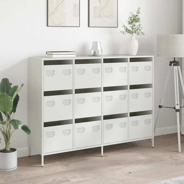 Maison Exclusive - Hvidt buffet 135x39x103,5 cm koldvalset stål