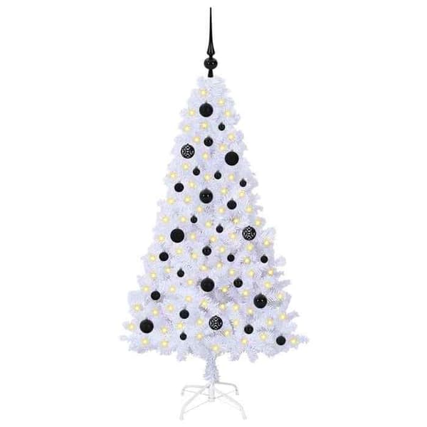 Kunstig juletræ - EKSKLUSIV HUS - 150 cm - Hvid - PVC & stål - LED 8 tilstande, USB Vit