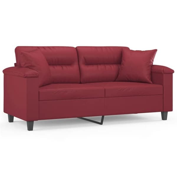 Maison Exclusive - Soffa 2 platser med bordeaux kuddar 140 cm konstläder