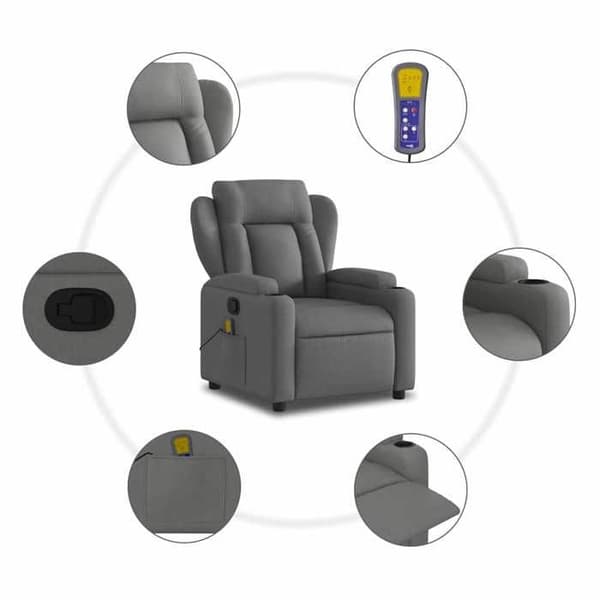 Maison Exclusive - Grått tyg massagestol med lutning Mörkgrå