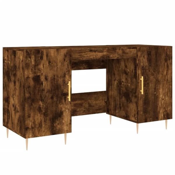 Maison Exclusive - Røget egetræ skrivebord 140x50x75 cm ingeniørtræ Rökt ek