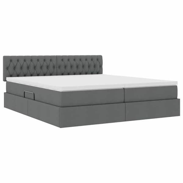 Förvaringssäng - EXKLUSIV HEM - 180x200 - Mörkgrå - Polyester tyg - Inbyggd LED Mörkgrå
