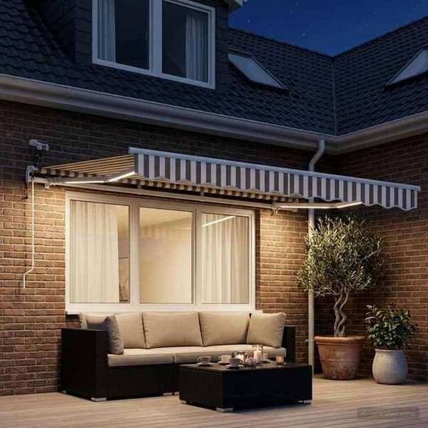 Maison Exclusive - Elektrisk markis med LED och sensor 3 x 2,5 m Ljusgrå och vit