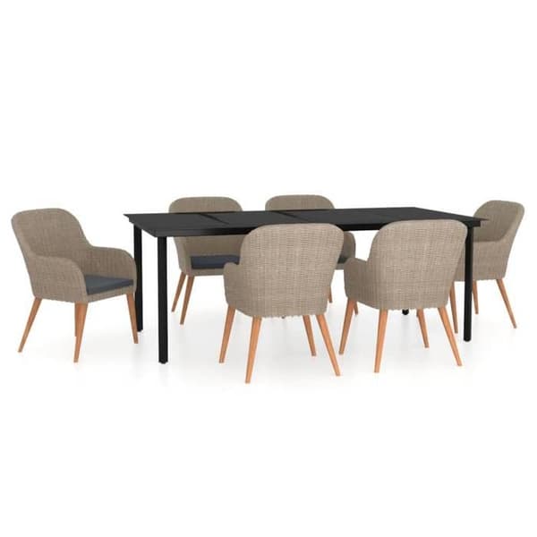 Maison Exclusive - Have spisebordssæt med puder 7 stk Brun
