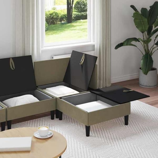 Maison Exclusive - Möbelset för vardagsrummet 4 delar 4 platser Kaki Kaki