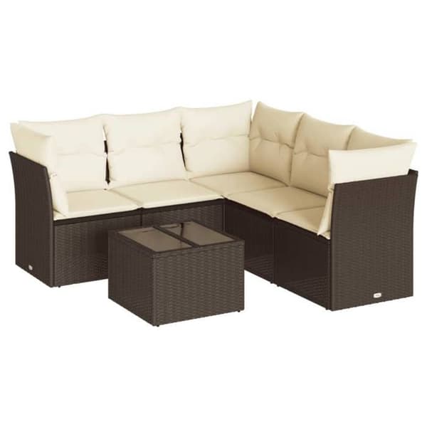 Maison Exclusive - Trädgårdsmöbler med kuddar 6 delar brun flätad resin