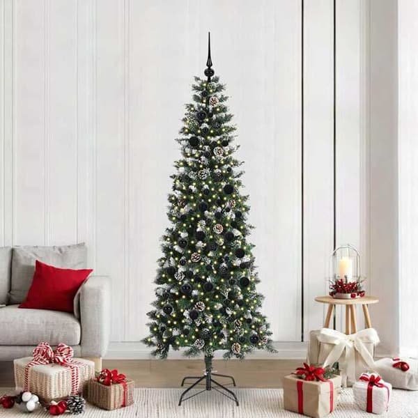 Juletræ - EKSKLUSIV HUS - 210 cm - Grøn - Varm hvid LED - Genopladelig USB Grön
