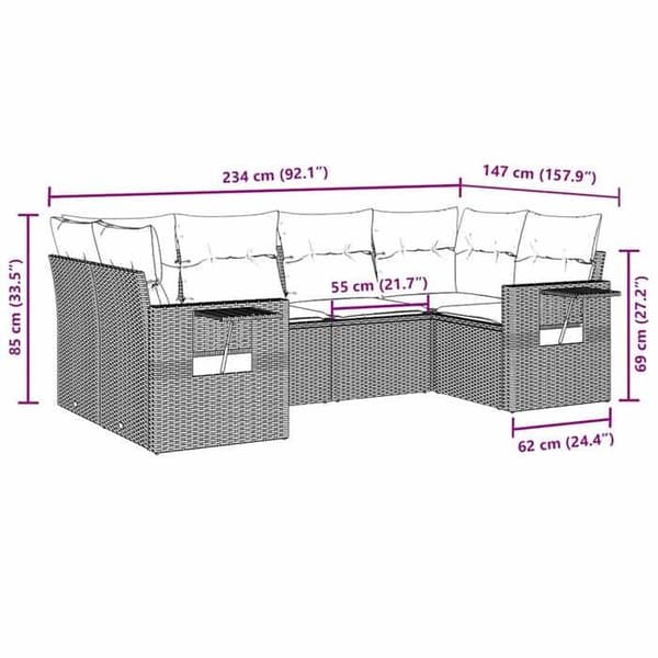 Maison Exclusive - Trädgårdsmöbler med kuddar 6 delar brun flätad resin